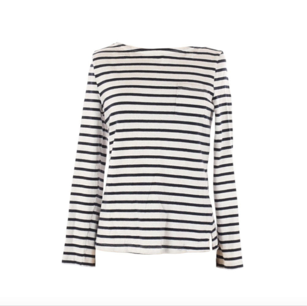 Amour Vert Striped Boat Neck Quarter Sleeve Shirt, XS